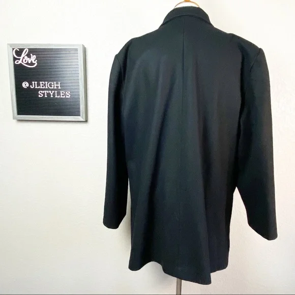 Vintage 70’s ILGWU Black Wool Double Breasted Pea Coat XL - Picture 4 of 11